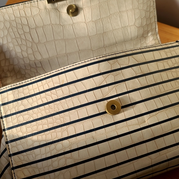 Rachel Roy Blue Striped Embossed Clutch - Picture 4 of 5